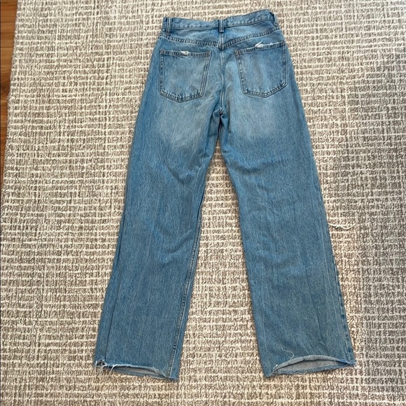 ZARA Baggy Distressed Blue Jeans Sz 4 - Picture 3 of 6